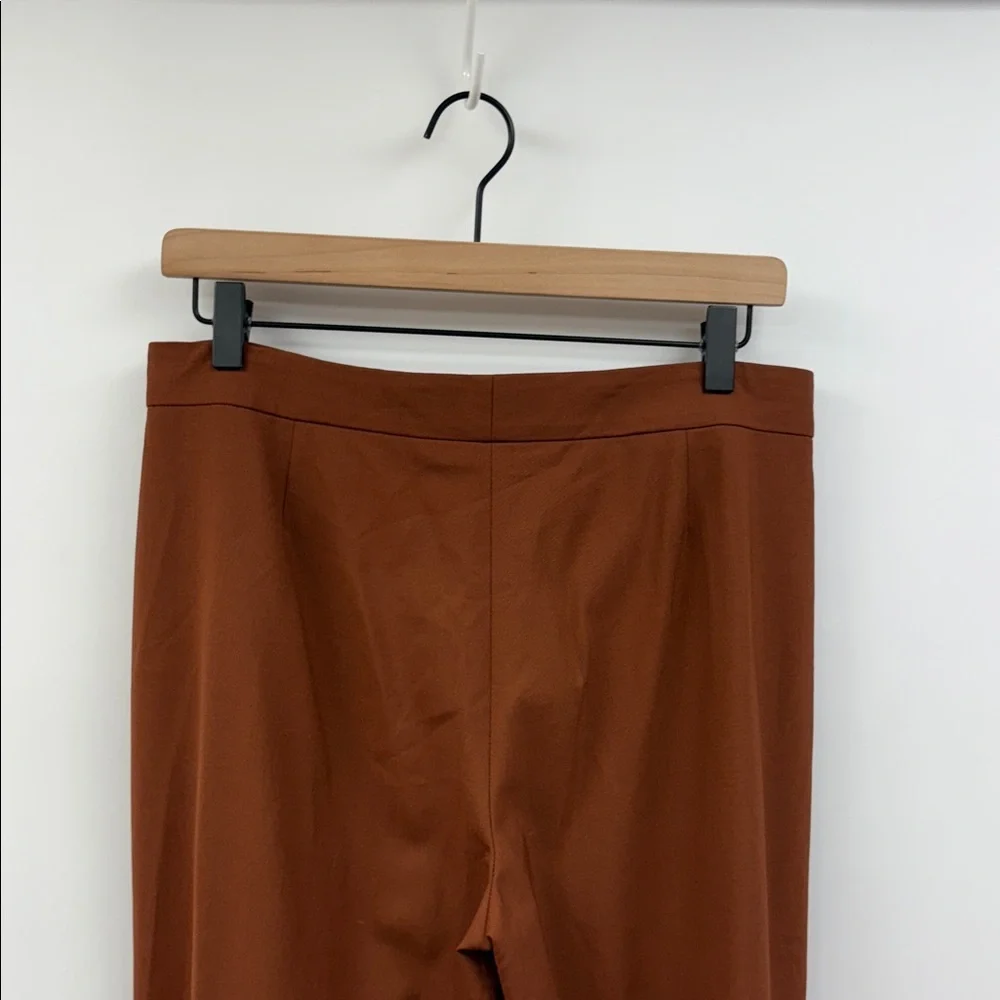 Theory High Slit Trouser Stretch Wool High Rise Flared Wide Leg Pant Brandy 6 - Picture 8 of 11